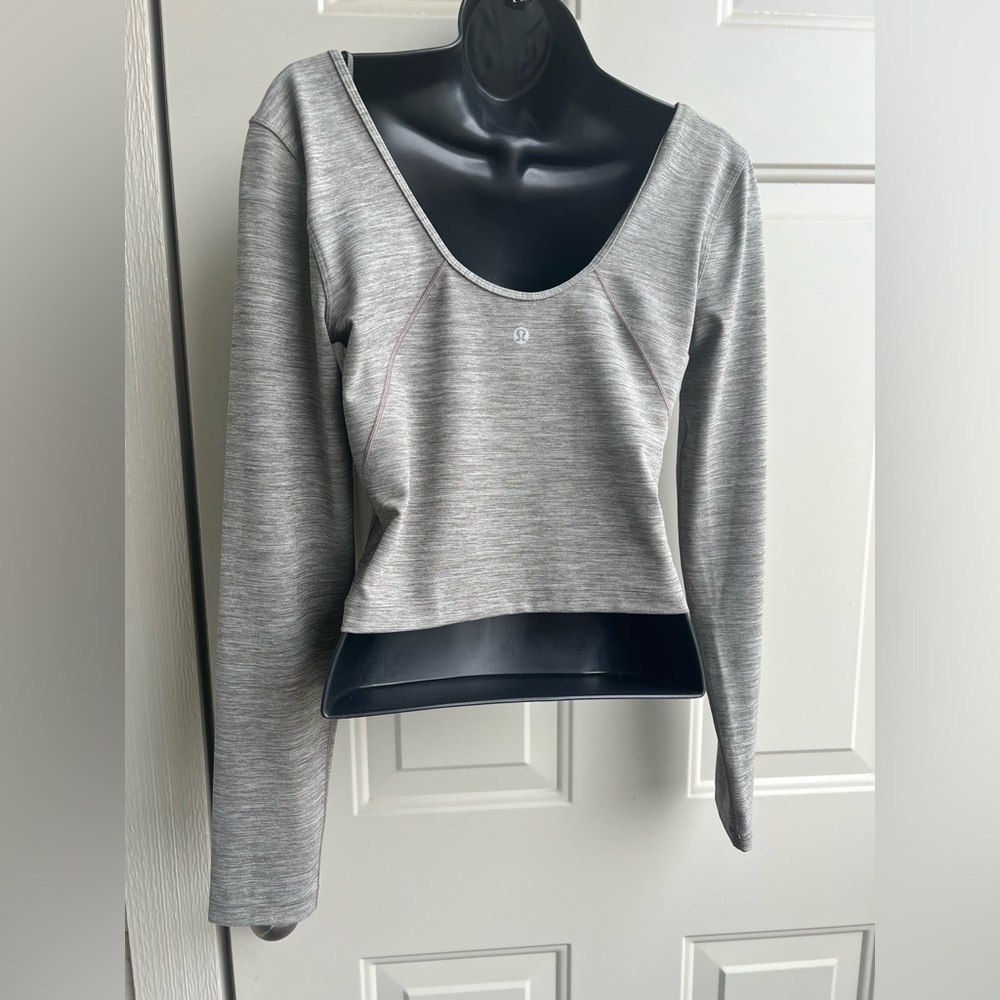 Lululemon Long Sleeve Align Shirt Crop Top Heathered Rover Brown Medium 10 - Picture 6 of 7
